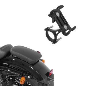 Set: Moto Selle Pouf passager à ventouses Glider X pour custombikes en noir + Support smartphone SH5 de moto en aluminium téléphone