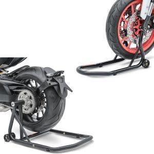 Set: Einarmständer KTM 1290 Super Duke GT 16-21 Montageständer Single + Montageständer Vorderrad Fork Motorradständer mit Dornaufnahme schwarz_1