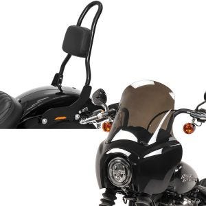 Set: Sissybar Harley Softail Street Bob 18-20 Fast Rider-S schwarz + Lampenmaske MG5 für Harley Softail Street Bob 18-20 Lampen Verkleidung_1