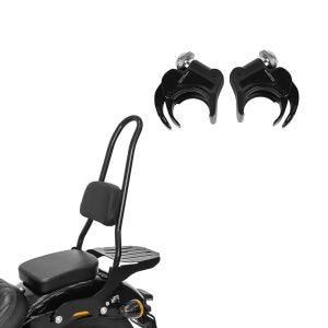 Set: Sissy Bar CSXL avec porte bagages compatible avec Harley Davidson Softail Street Bob 18-24 noir Craftride + Supports de Paré-Brise 49mm compatible avec Harley Davidson Softail Street Bob 18-24 noir Craftride