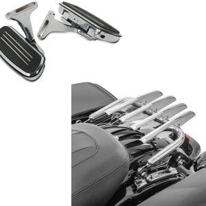 Set: Beifahrer Trittbretter + Halter CF2S passend für Harley Davidson Street Glide 06-22 Craftride + Gepäckträger passend für Harley Davidson Electra Glide, Street Glide, Road King 09-23 Craftride