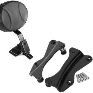 Set: Fahrer Rückenlehne Round passend für Harley Davidson Touring Modelle 97-24 Craftride + Motorrad 4-Punkt Montagekit passend für Harley Davidson Touring 14-24 Anbausatz Craftride in schwarz