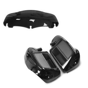 Set: Beinschild für Harley Street Glide Special 15-21 belüftet schwarz + Windschild 7" für Harley Street Glide Special 15-21 schwarz_1