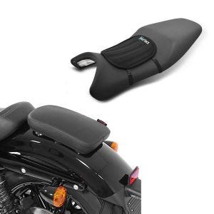 Set: Moto Selle Pouf passager à ventouses Glider X pour custombikes en noir + Moto Gel Coussin de selle Tourtecs Néoprène S en noir