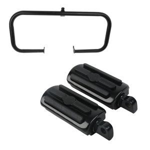 Set: Sturzbügel für Harley Davidson Touring 09-21 TR2 schwarz + Fußrasten FP1 Fahrer und Sozius für Harley in schwarz_1