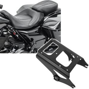 Set: Selle compatible avec Harley Davidson Touring 09-23 Siège Craftride CV noir + Support de Montage pour bagages compatible avec Harley Davidson Touring 09-13 noir Craftride