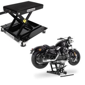 Set: Hebebühne Rangierhilfe Mid-lift M Mover bis kg in schwarz + Hebebühne Mid-lift L Motorradheber passend für Chopper / Custombike bis 680 kg CB38947