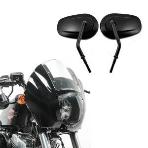 Set: Lampenmaske passend für Harley Davidson Dyna / Sportster Lichtmaske Craftride Q1 klar + Motorrad Spiegel Craftride CS22 passend für Harley Davidson Modelle schwarz