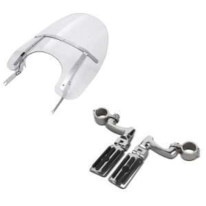 Set: Windschild Harley Road King / Classic/ Special 93-21 abnehmbar + Sturzbügel Fussrasten für 32mm CF13_1