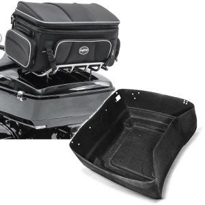 Set: Motorrad Hecktasche Craftride TT1 Topcase Tasche für Gepäckträger 73Ltr schwarz + Innenverkleidung passend für Harley Davidson Road Glide 15-22 Topcase King Tour Pak Craftride