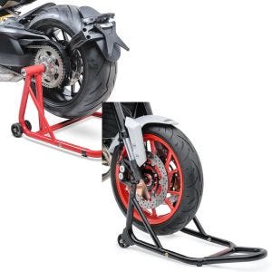 Set: Béquille d'atelier monobras compatible avec Ducati Monster 1200/S 14-20 -Classic + Béquille d'atelier roue avant Front