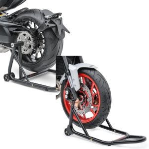 Set: Einarmständer passend für Ducati Diavel / S 11-22 Montageständer Single-Classic + Montageständer Vorderrad mit gummierten Aufnahmen Motorradheber vorne