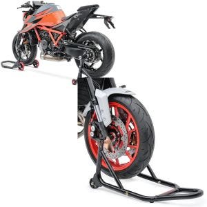 Set: Béquille d'Atelier monobras compatible avec KTM 1290 Super Duke / R 14-23 avant + Béquille d'atelier roue avant Front