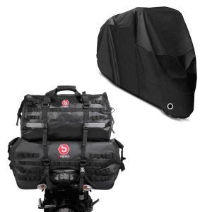 Set: Hecktasche Set SX70 + XB50 Volumen 120 L Dry Bag Wasserdicht + Abdeckplane XL Abdeckhaube in schwarz_1