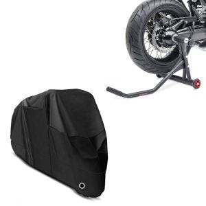 Set: Béquille d'atelier monobras compatible avec BMW R NineT 14-23 -Racing noir-mat + Housse Moto XL Bache moto imperméable en noir