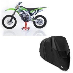 Set: Montageständer Rangierhilfe inkl Rollen Cross Mover M Motorcross or + Abdeckplane XL Abdeckhaube in schwarz_1