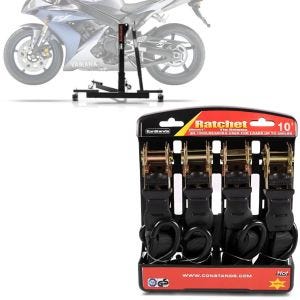Set: Zentralständer Yamaha YZF-R1 04-06 Motorradheber Power-Evo + Spanngurt Set mit Ratsche und Haken inkl 4x Zurrschlaufe in schwarz_1