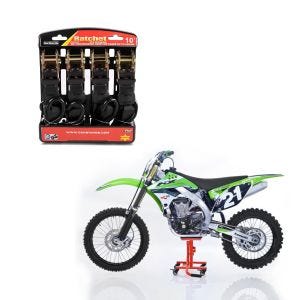 Set: Montageständer Rangierhilfe inkl Rollen Cross Mover M Motorcross or + Spanngurt Set mit Ratsche und Haken inkl 4x Zurrschlaufe in schwarz_1