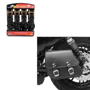 Set: Sacoche bras oscillant + support compatible avec Harley Davidson Sportster Forty-Eight 48 10-20 Craftride + Moto Sangle Set ConStands avec cliquet et crotchet incl 4x boucles de chargement en noir
