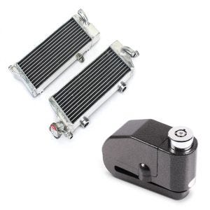 Set: Kühler Radiator passend für KTM EXC 125 / 200 / 250 / 300 2-Takt 2008-2015 + Bremsscheibenschloss Alarm 110dB BS-Motoparts Diebstahlschutz schwarz