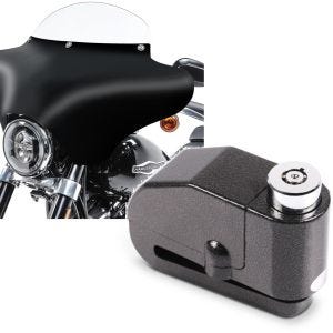 Set: Batwing Verkleidung mit Windschild M passend für Chopper und Bobber MW8 + Bremsscheibenschloss Alarm 110dB BS-Motoparts Diebstahlschutz schwarz