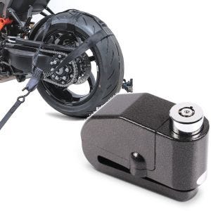 Set: Hinterrad Zurrgurt mit 4x Ratschen-Spanngurten Set Abspanngurt + Bremsscheibenschloss Alarm 120dB BS-Motoparts Diebstahlschutz schwarz_1