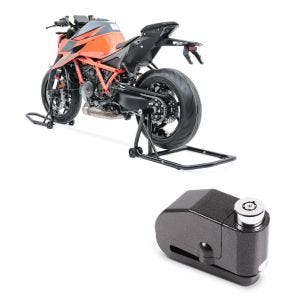 Set: Einarm Montageständer Set für BMW R NineT 14-20 hinten vorne CLS + Bremsscheibenschloss Alarm 120dB BS-Motoparts Diebstahlschutz schwarz_1