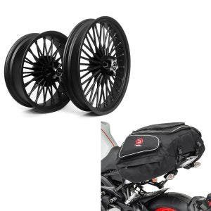 Set: Sissybar passend für Honda Rebel 500 CMX 17-24 Fast Rider-M inkl. Gepäckträger + Hecktasche X50 Gepäcktasche hinten 50Ltr in schwarz