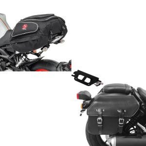 Set: Radiateur refroidisseur compatible avec KTM EXC 125 / 200 / 250 / 300 2008-2015 + Moto Sacoche de selle X50 Porte-bagages arrière 50Ltr en noir
