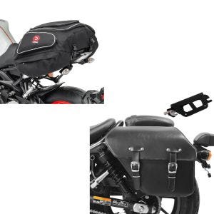 Set: Sissy Bar CSS Fix für Harley- Sport Glide 18-21 schwarz + Hecktasche X50 Gepäcktasche hinten 50Ltr in schwarz_1