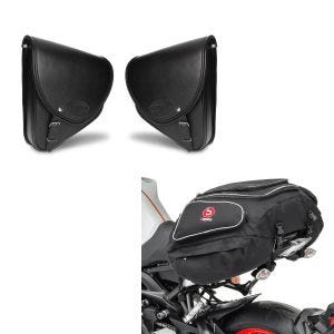 Set: Sissybar compatible avec Harley Davidson Sportster Forty-Eight 48 10-20 Craftride Fast Rider-M incl. Porte-Bagages noir + Moto Sacoche de selle Bagtecs X50 Porte-bagages arrière 50Ltr en noir