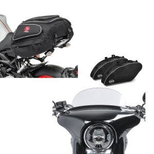 Set: Set Windschutz L + Koffer Innentasche für Harley Sport Glide 18-21 + Hecktasche X50 Gepäcktasche hinten 50Ltr in schwarz_1
