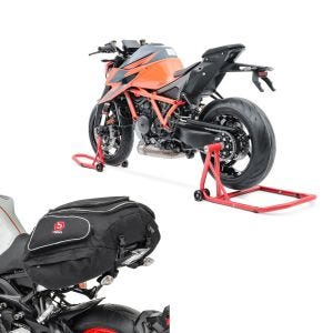 Set: Einarm Montageständer für KTM 1290 Super Duke/ R 14-21 hinten vorne + Hecktasche X50 Gepäcktasche hinten 50Ltr in schwarz_1