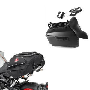 Set: Topcase King OLR Universal passend für Chopper Cruiser Custombikes + Hecktasche X50 Gepäcktasche hinten 50Ltr in schwarz