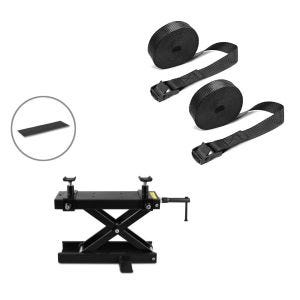 Set: Hebebühne Mini-Lift Scherenheber inkl. Gummimatte bis 500kg in schwarz + Spanngurt Set Zurrgurte 150cm 2 Stück in schwarz_1