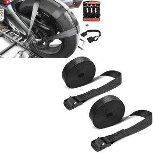 Set: Hinterrad und Lenker Zurrgurt mit 4x Ratschen-Spanngurten Set + Spanngurt Set Zurrgurte 150cm 2 Stück in schwarz_1