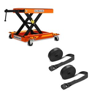 Set: Moto Cric Chariot De Déplacement Mid-lift M Mover 500 kg en orange + Moto Sangle Set sangle arrimage 150cm 2 pièces en noir