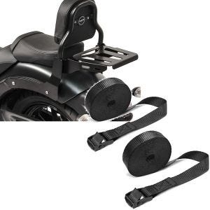 Set: Sissy Bar XS3 compatible avec Kawasaki Vulcan S/Café 15-24 porte bagages noir + Moto Sangle Set sangle arrimage 150cm 2 pièces en noir