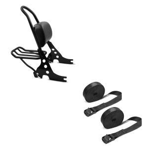 Set: Sissybar Harley Sportster Forty-Eight 48 10-20 Fast Rider-M + Spanngurt Set Zurrgurte 150cm 2 Stück in schwarz_1