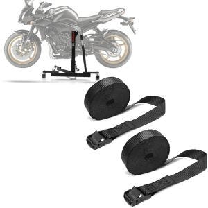 Set: Zentralständer passend für Yamaha FZ1 / Fazer 06-15 Motorradheber Power-Evo + Spanngurt Set Zurrgurte 150cm 2 Stück in schwarz