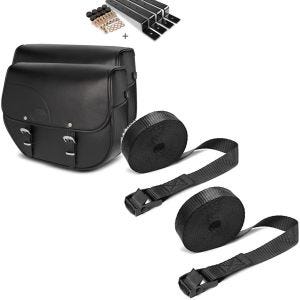 Set: Satteltaschen Oregon Paar je 15Ltr inkl. Metallplatte und Anbausatz + Spanngurt Set Zurrgurte 150cm 2 Stück in schwarz_1