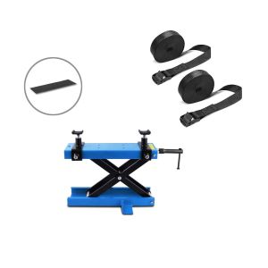 Set: Hebebühne Mini-Lift Scherenheber inkl. Gummimatte bis 500kg in blau + Spanngurt Set Zurrgurte 150cm 2 Stück in schwarz_1