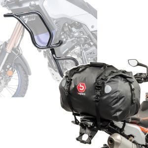 Set: Pare carter Set compatible avec Yamaha Tenere 700 19-24 haut et bas crashbar + Sacoche de selle Moto arrière XF60 Dry Bag Etanche Volume 60l