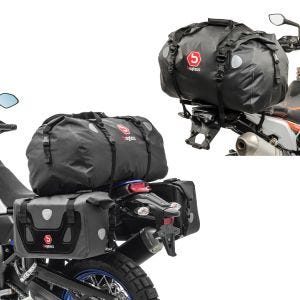 Set: Sacoches cavalières moto + sacoche de selle RB25+XF80 Dry Bag Vol 130L + Sacoche de selle Moto arrière XF60 Dry Bag Etanche Volume 60l