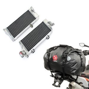 Radiateur refroidisseur compatible avec KTM EXC 125 / 200 / 250 / 300 2008-2015 + Sacoche de selle Moto arrière XF60 Dry Bag Etanche Volume 60l