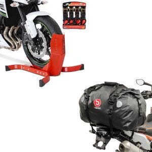 Set: Easy Plus rot - Motorradwippe inklusive 4-fach Spanngurt-Set + Hecktasche Drybag XF60 Wasserdicht Volumen 60l_1
