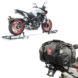 Set: Montageständer Set MV1 Motorradständer vorne und hinten Rangierhilfe + Hecktasche Drybag XF60 Wasserdicht Volumen 60l_1