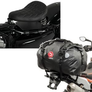 Set: Solo Federsattel mit Grundplatte SG11 schwarz + Hecktasche Drybag XF60 Wasserdicht Volumen 60l