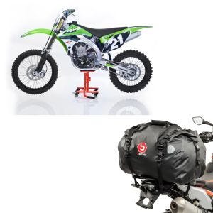 Set: Montageständer Rangierhilfe inkl Rollen Cross Mover M Motorcross or + Hecktasche Drybag XF60 Wasserdicht Volumen 60l_1