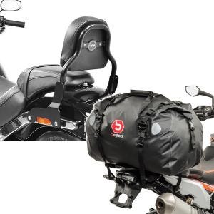 Set: Sissy Bar CSS Fix compatible avec Harley Davidson Sport Glide 18-24 noir Craftride + Sacoche de selle Moto arrière Bagtecs XF60 Dry Bag Etanche Volume 60l